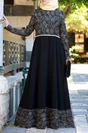 Shara Embroidered abaya gown engagement party wedding evening modest dress