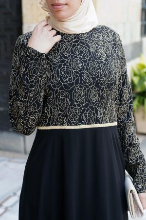 Shara Embroidered abaya gown engagement party wedding evening modest dress