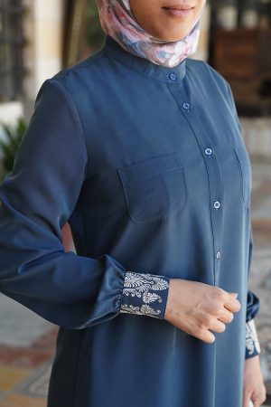 Embroidered Cuffs Maxi Dress Abaya Modest