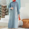 hooded denim abaya
