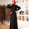 Zip up denim abaya black
