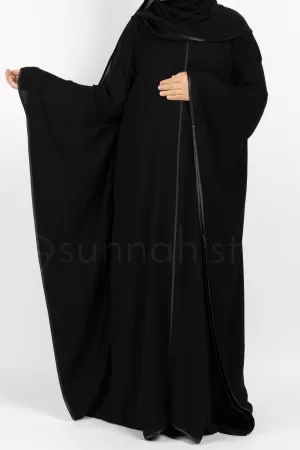 Satin Trimmed Butterfly Abaya