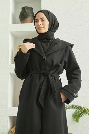 Hood Wool Coat Black