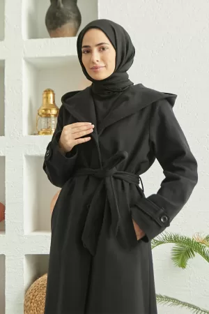 Hood Wool Coat Black